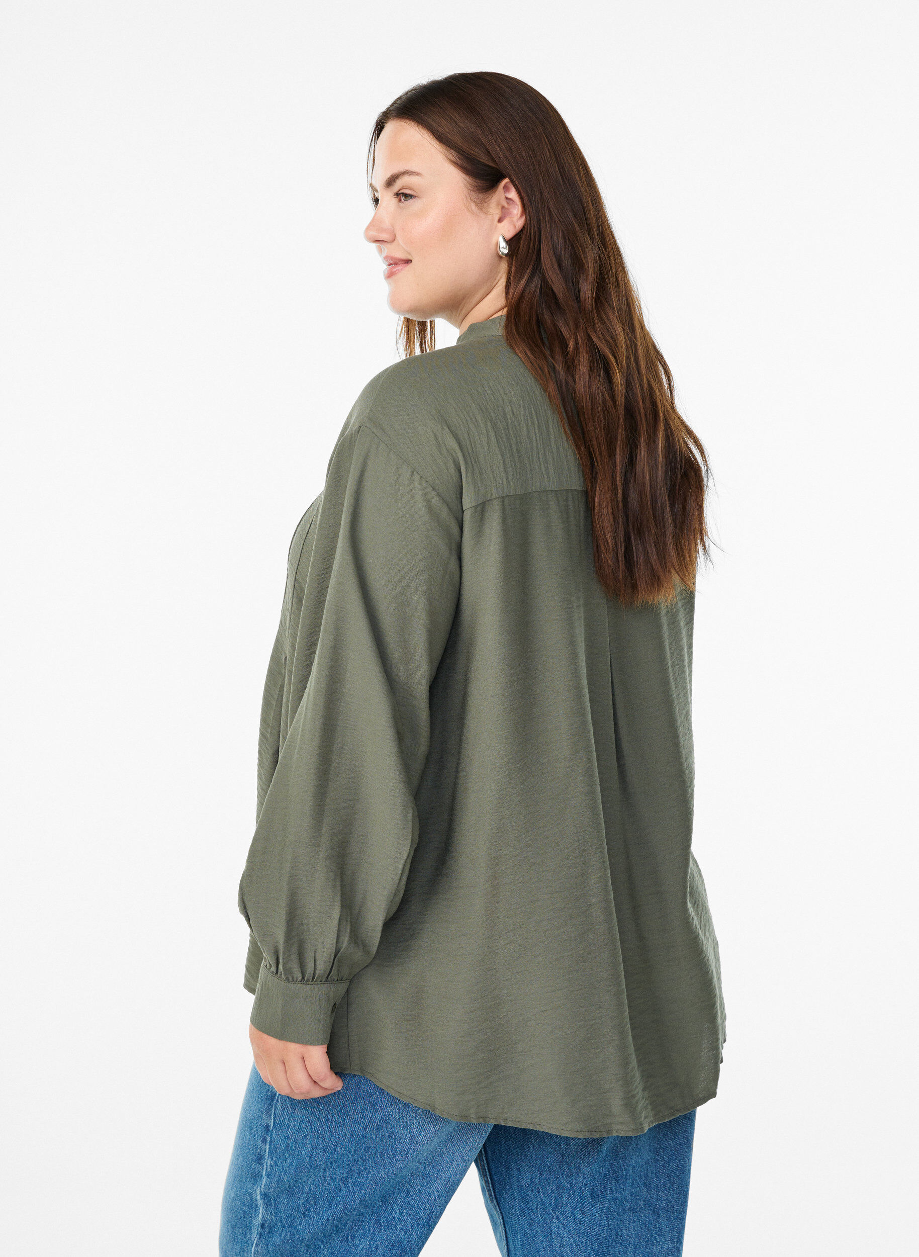 Zizzi Viscose shirt met A-lijn vorm, Groen, Model image number 2
