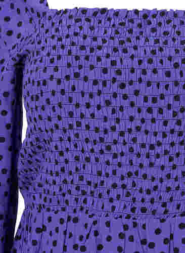 Gestippelde viscose blouse met smok, R.Blue w. Black Dot, Packshot image number 2