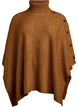 Poncho met col en knoopdetail, Bruin, Packshot image number 0