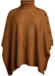 Poncho met col en knoopdetail, Bruin