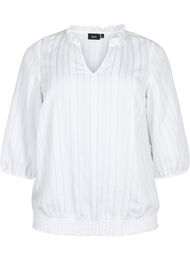 3/4 mouw viscose blouse met smock, Bright White