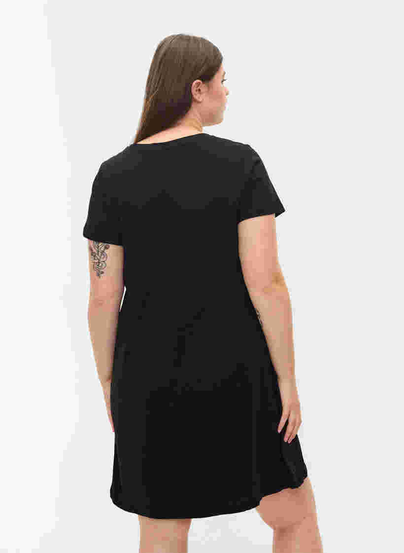 Katoenen nachthemd met korte mouwen, Black RELAX, Model image number 1