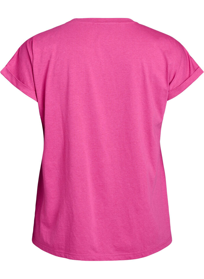 T-shirt met korte mouwen van katoenmix, Roze, Packshot image number 1