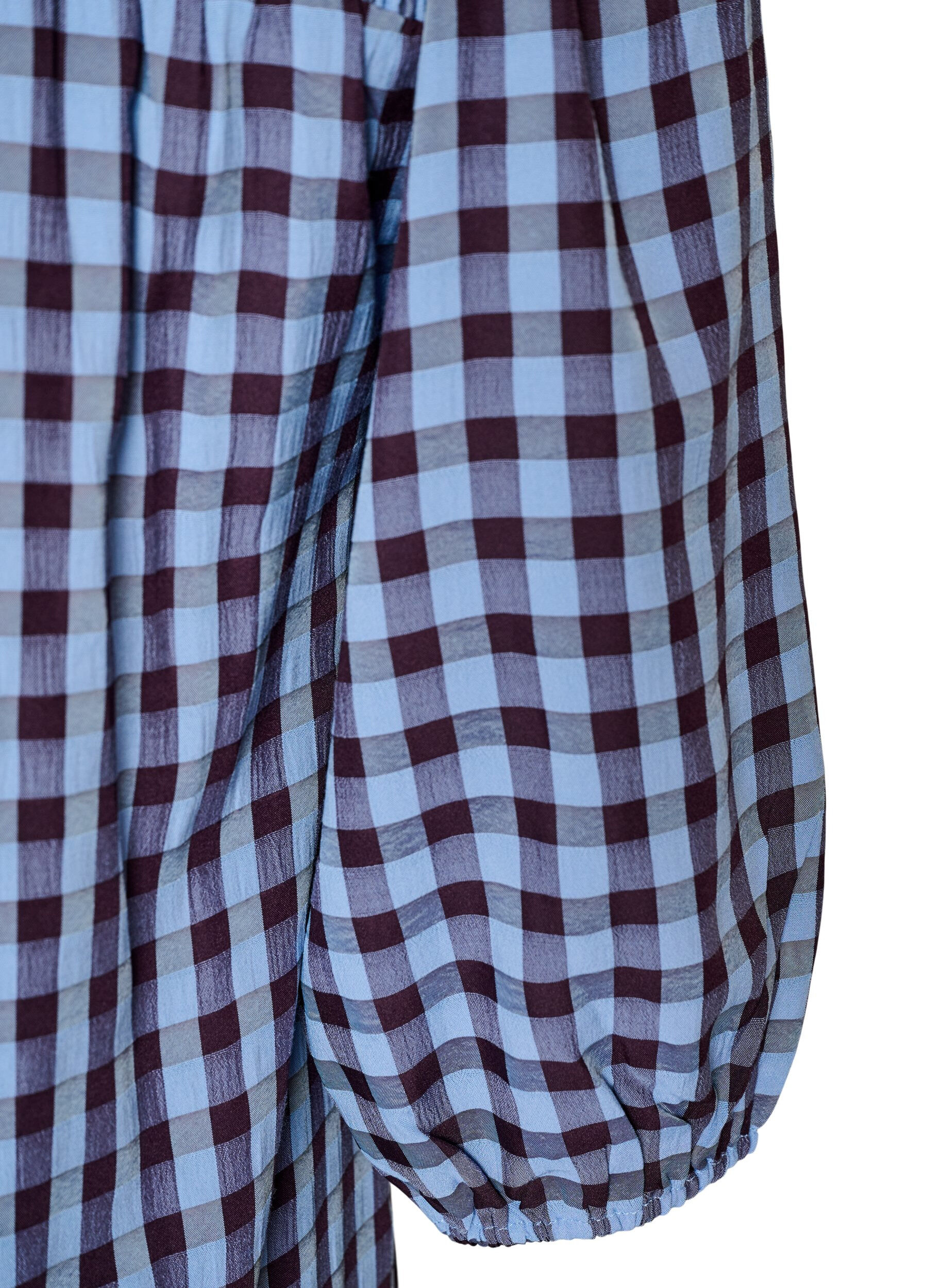 ZizziTunic met ginghamruit en ruchekraag, Blauw, Packshot image number 3