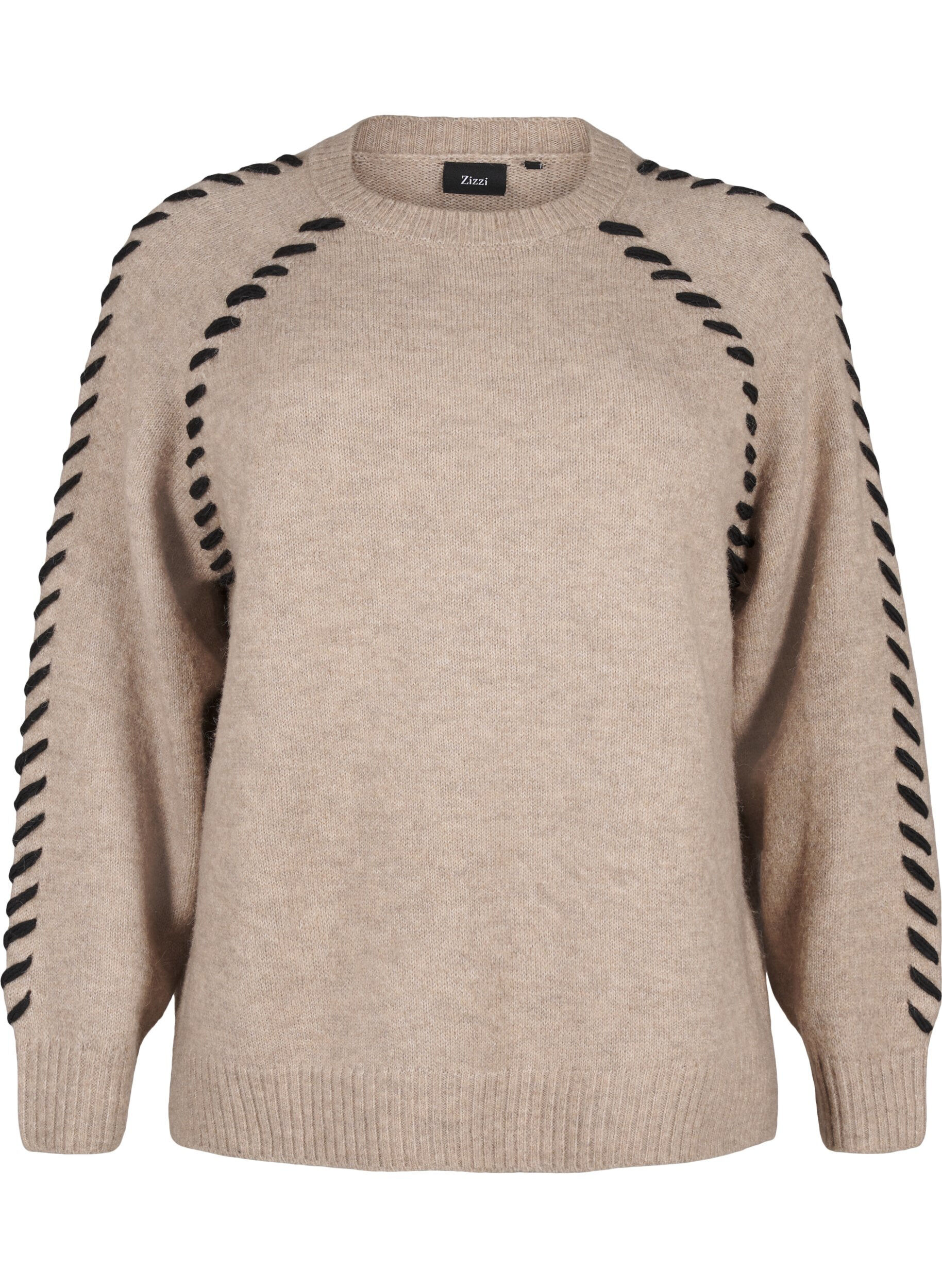 Zizzi Gebreide blouse met stiksels, Desert T.Wh.Mel.Comb, Packshot image number 0