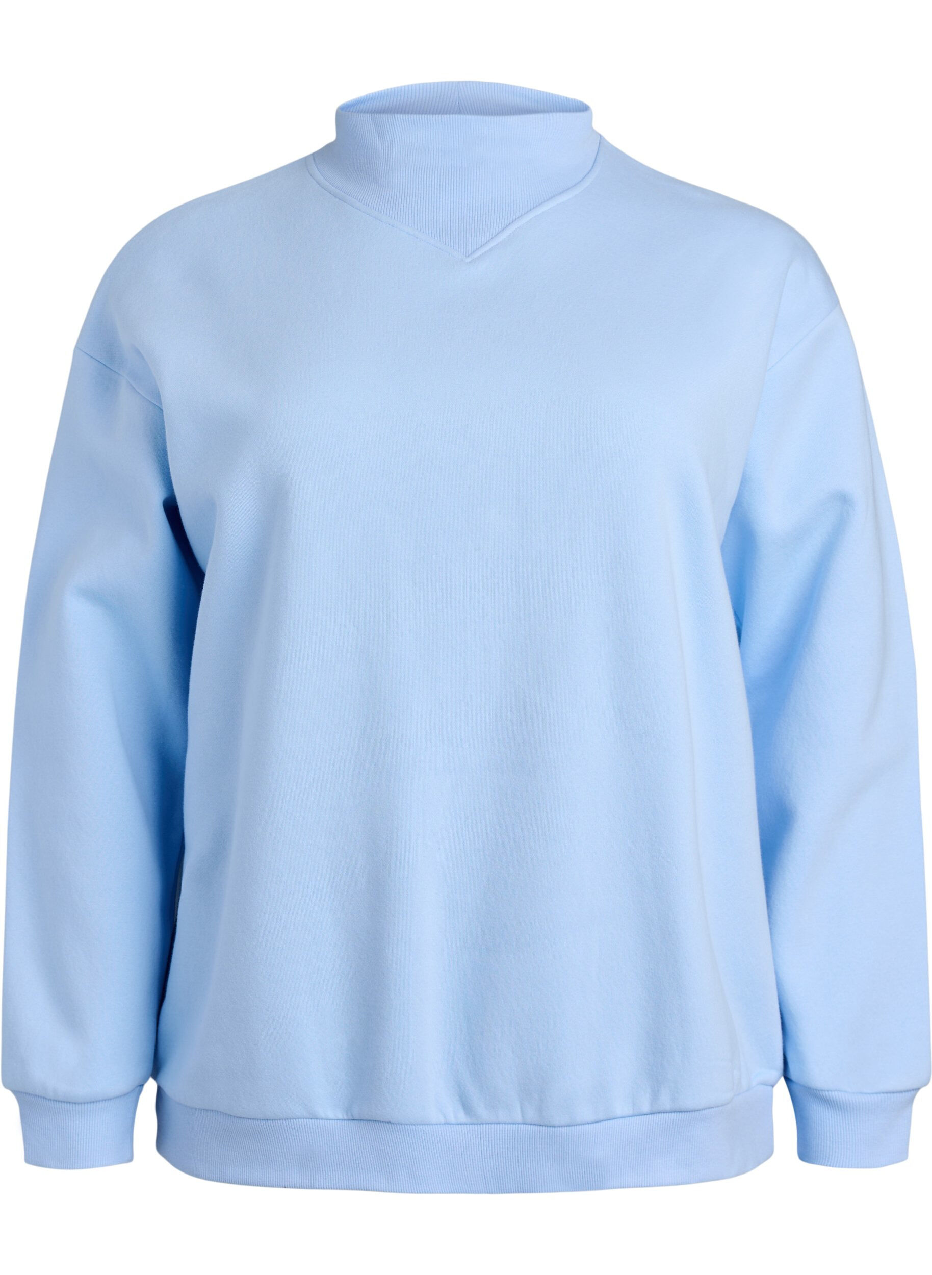 Zizzi Sweatshirt met hoge kraag en lange mouwen, Blauw, Packshot image number 0