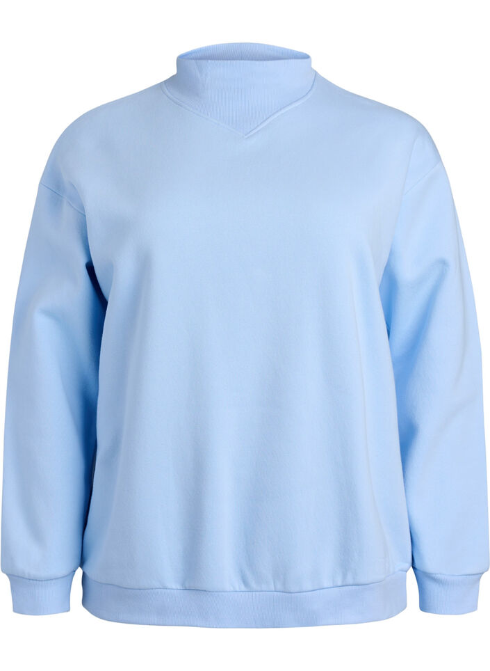 Sweatshirt met hoge kraag en lange mouwen, Blauw, Packshot image number 0