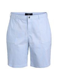 Gestreepte bermudashorts met hoge taille, Blauw