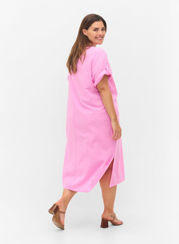 Lange blouse jurk met korte mouwen, Begonia Pink, Model image number 1