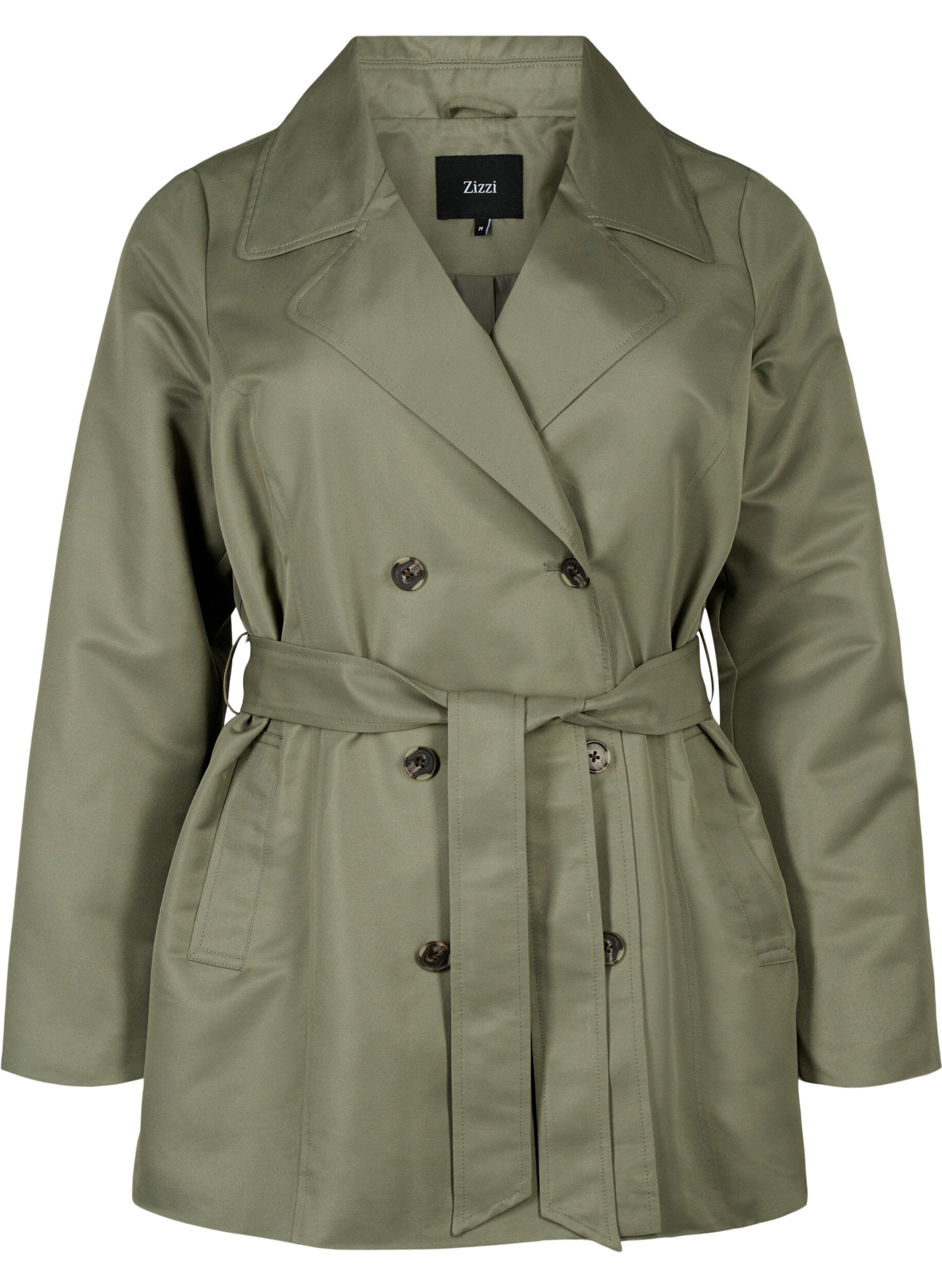 Korte trenchcoat met riem