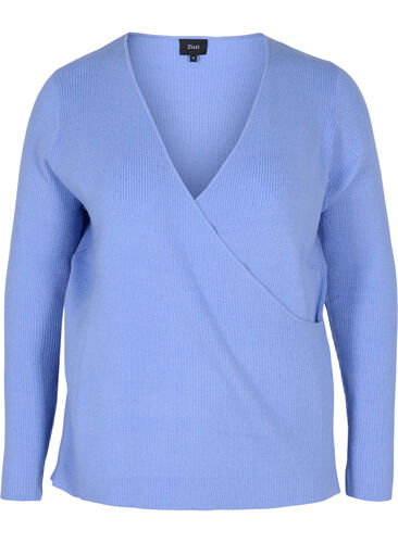 Gebreide blouse met overslag, Lavender Lustre, Packshot image number 0