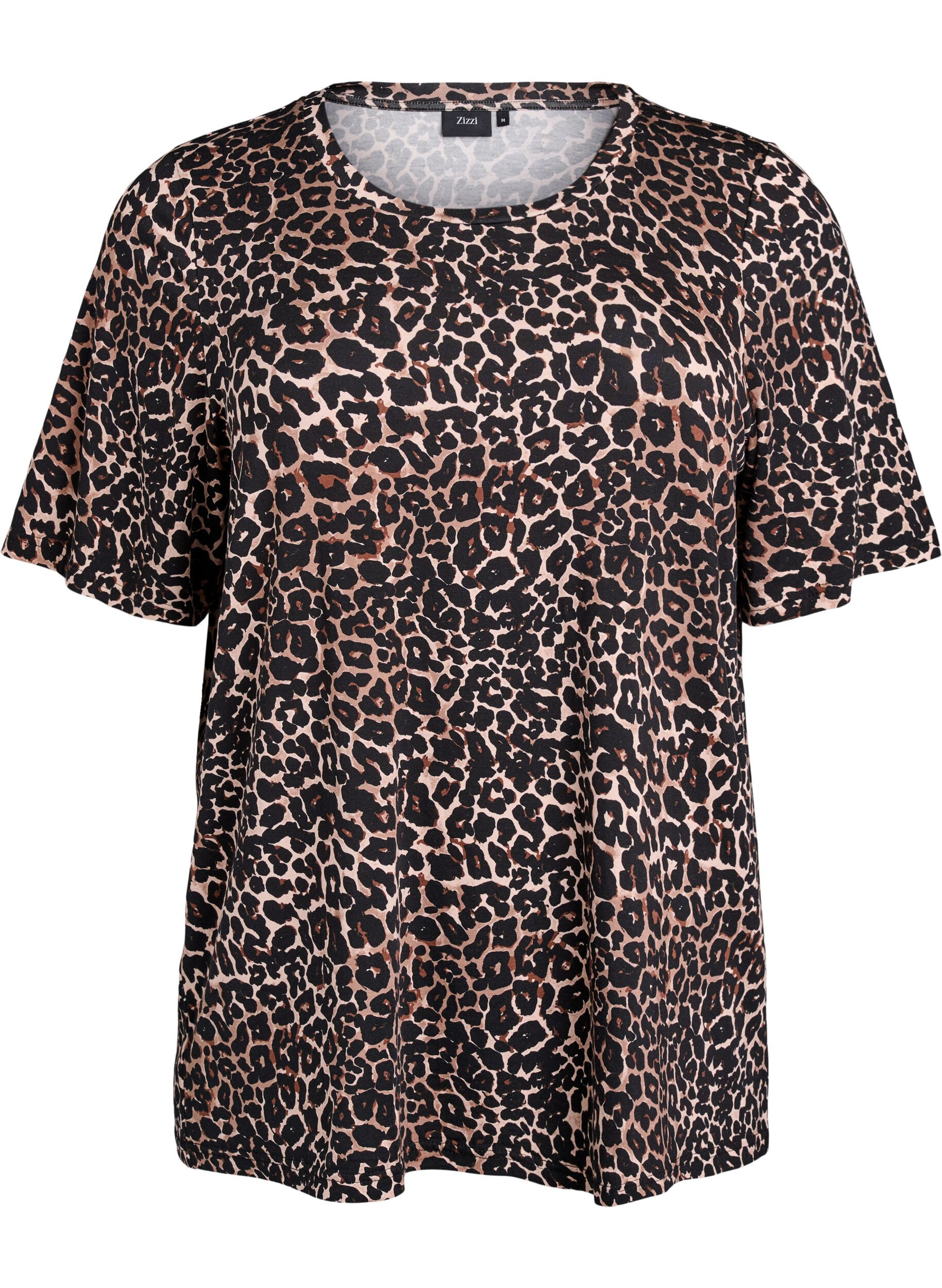 Zizzi T-shirt met TENCEL&trade; Lyocell en strepen, Bruin, Packshot image number 0