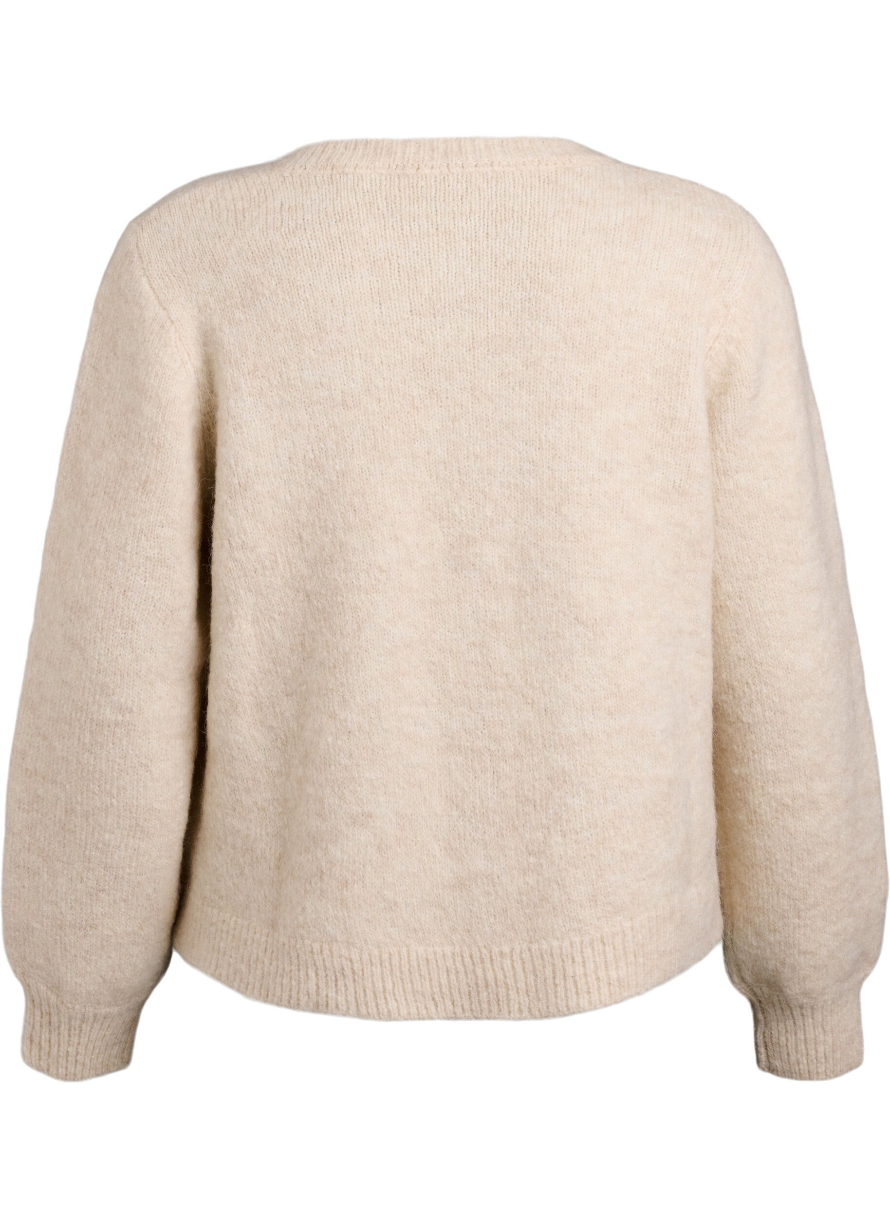 Zizzi Cardigan met wol en alpaca en decoratieve knopen, Beige, Packshot image number 1