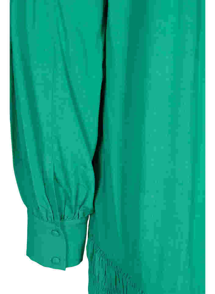 Viscose jurk met lange mouwen en smokdetails, Mint, Packshot image number 3
