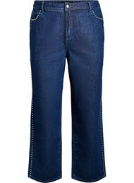 Wijde jeans met studs en een high waist, Blauw
