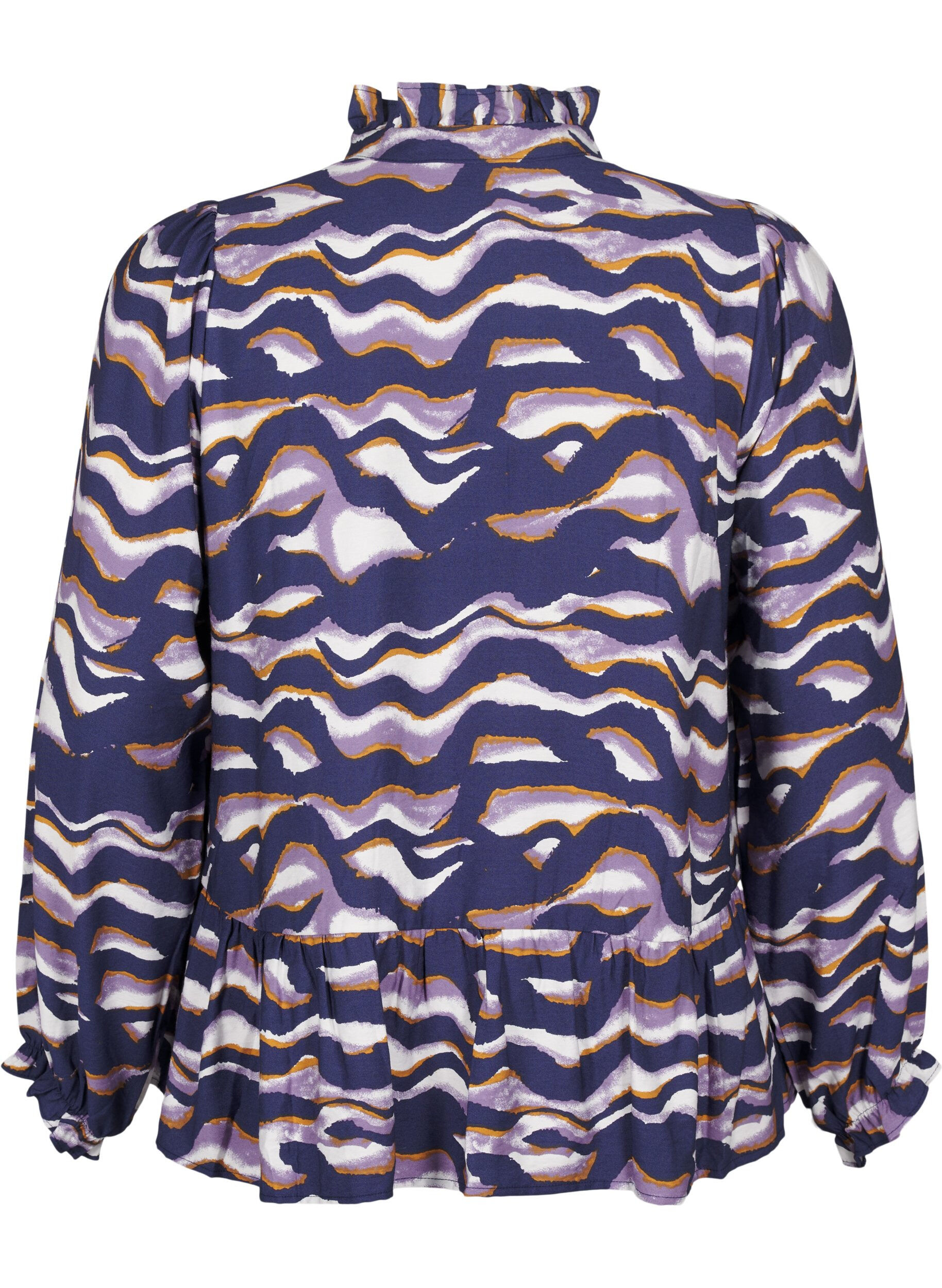 Zizzi Blouse met print en een A-lijn vorm, Blauw, Packshot image number 1