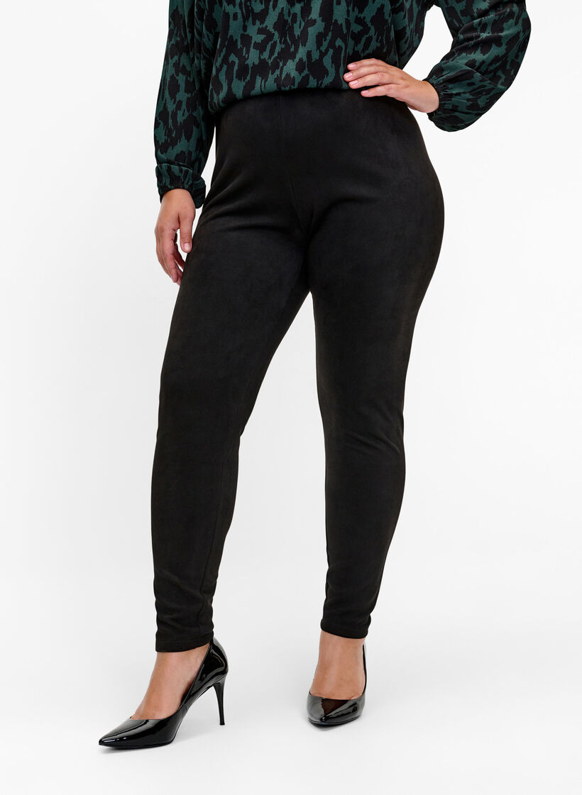 Leggings in imitatiesuède, Black, Model image number 2