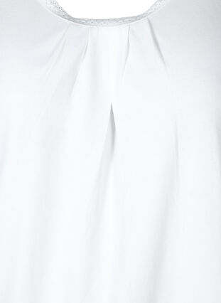 Katoenen top met ronde hals en kanten rand, White, Packshot image number 2