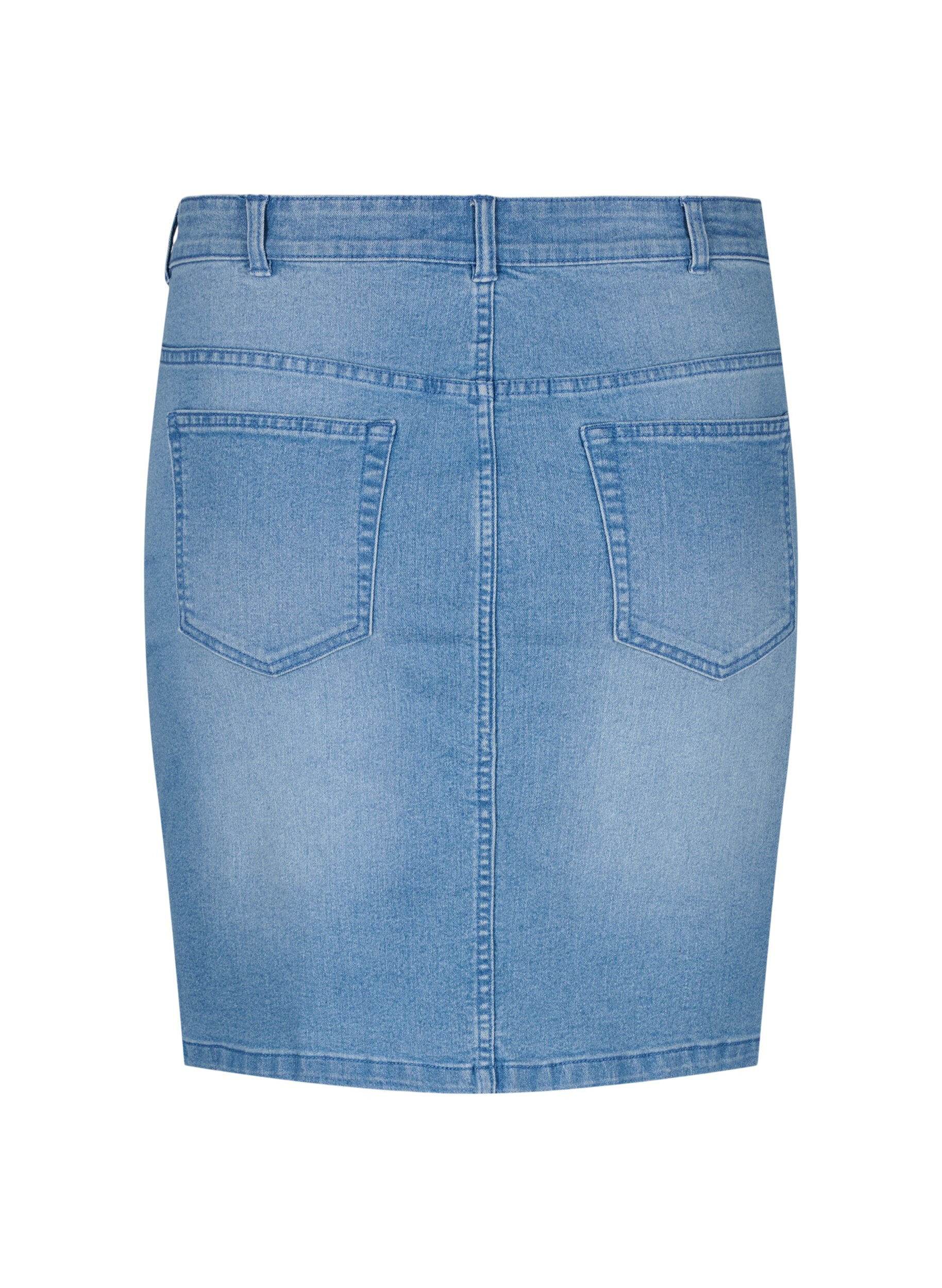 Zizzi Nauwsluitende denim rok, Blauw, Packshot image number 1