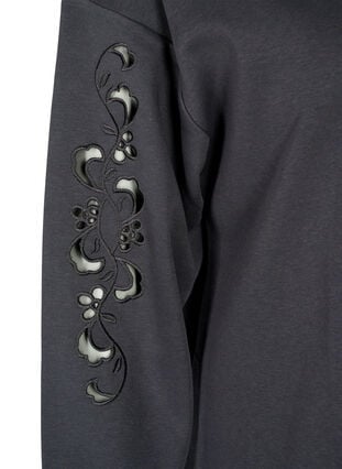 Sweater-jurk met geborduurde details, Dark Grey, Packshot image number 3