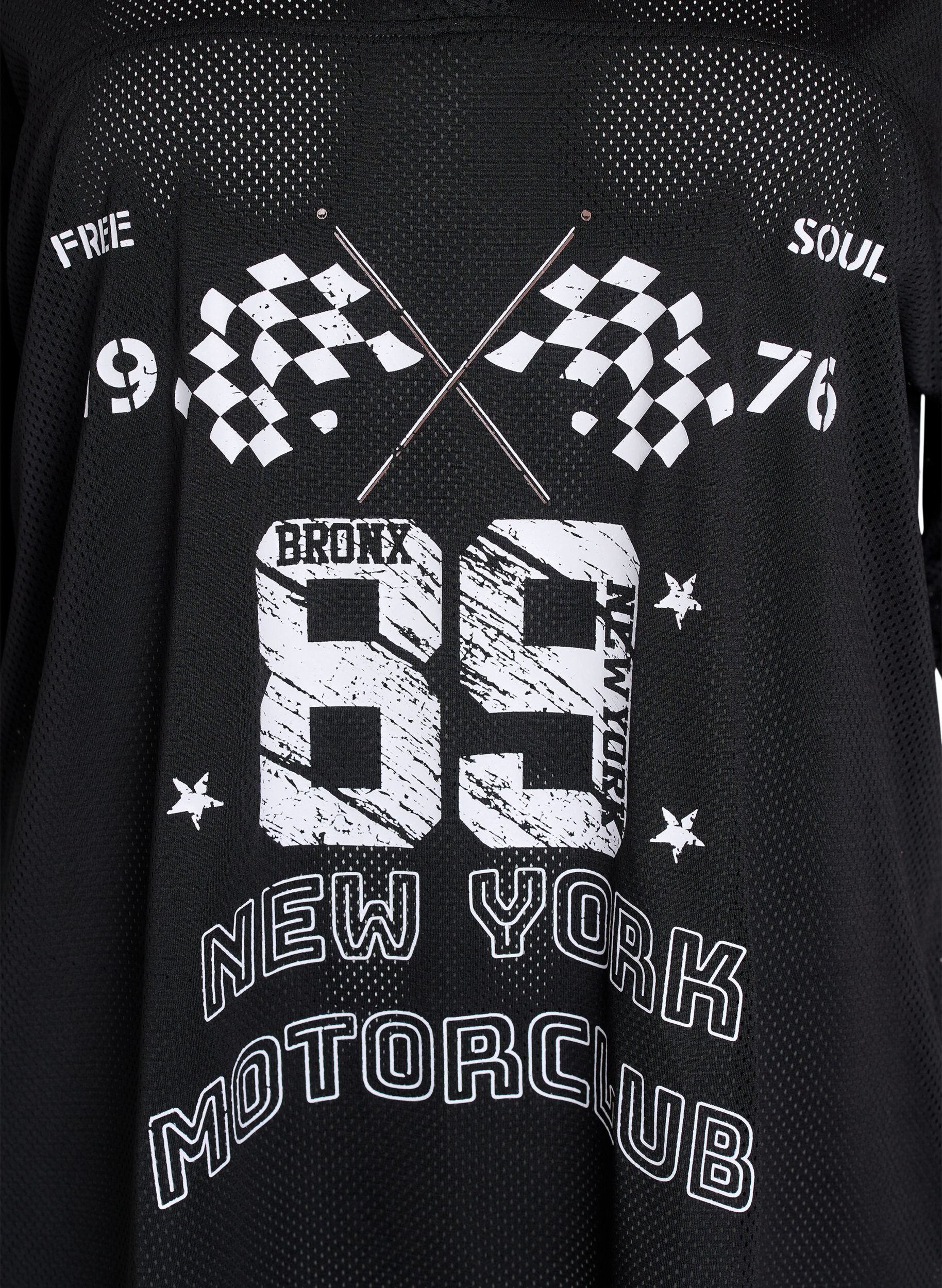 Zizzi Sporty T-shirt met print aan de voorkant, Black, Packshot image number 2