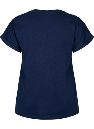 Bedrukt T-shirt van biologisch katoen, Navy Blazer, Packshot image number 1