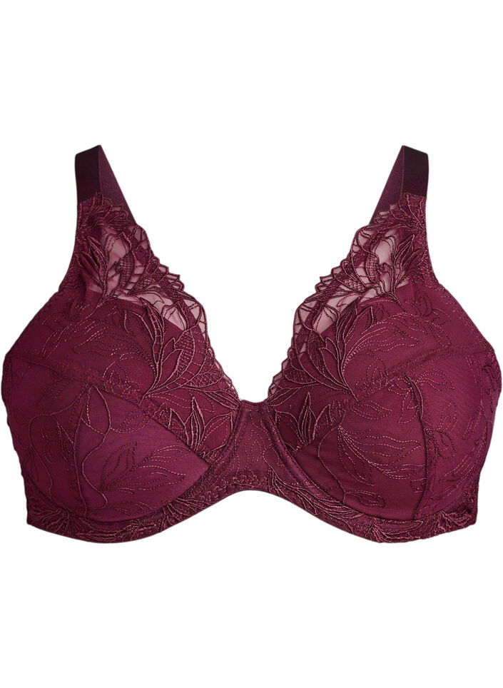 Gewatteerde kanten beha met beugel, Rood, Packshot image number 0
