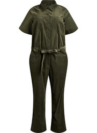 Corduroy jumpsuit met straight-fit broekspijpen, Groen