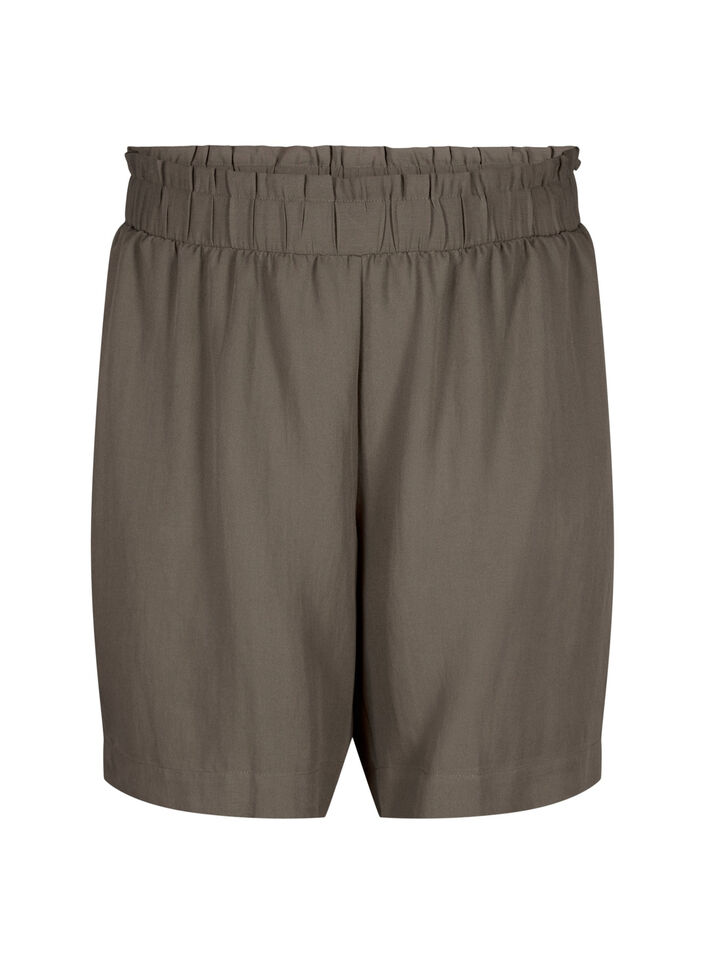 Los vallende korte broek van viscose, Chocolate Chip, Packshot image number 0