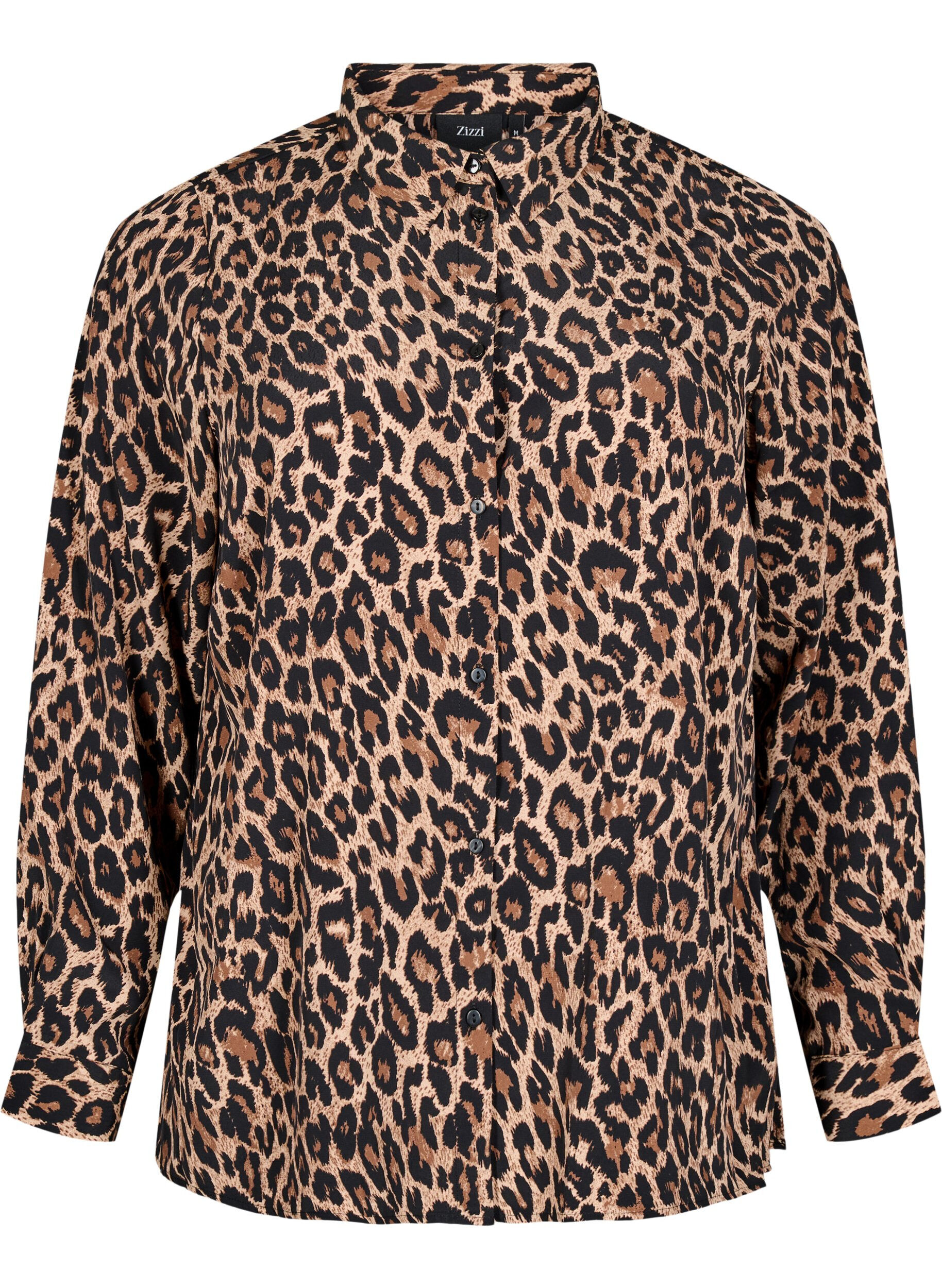 Zizzi Shirt met luipaardprint, Bruin, Packshot image number 0