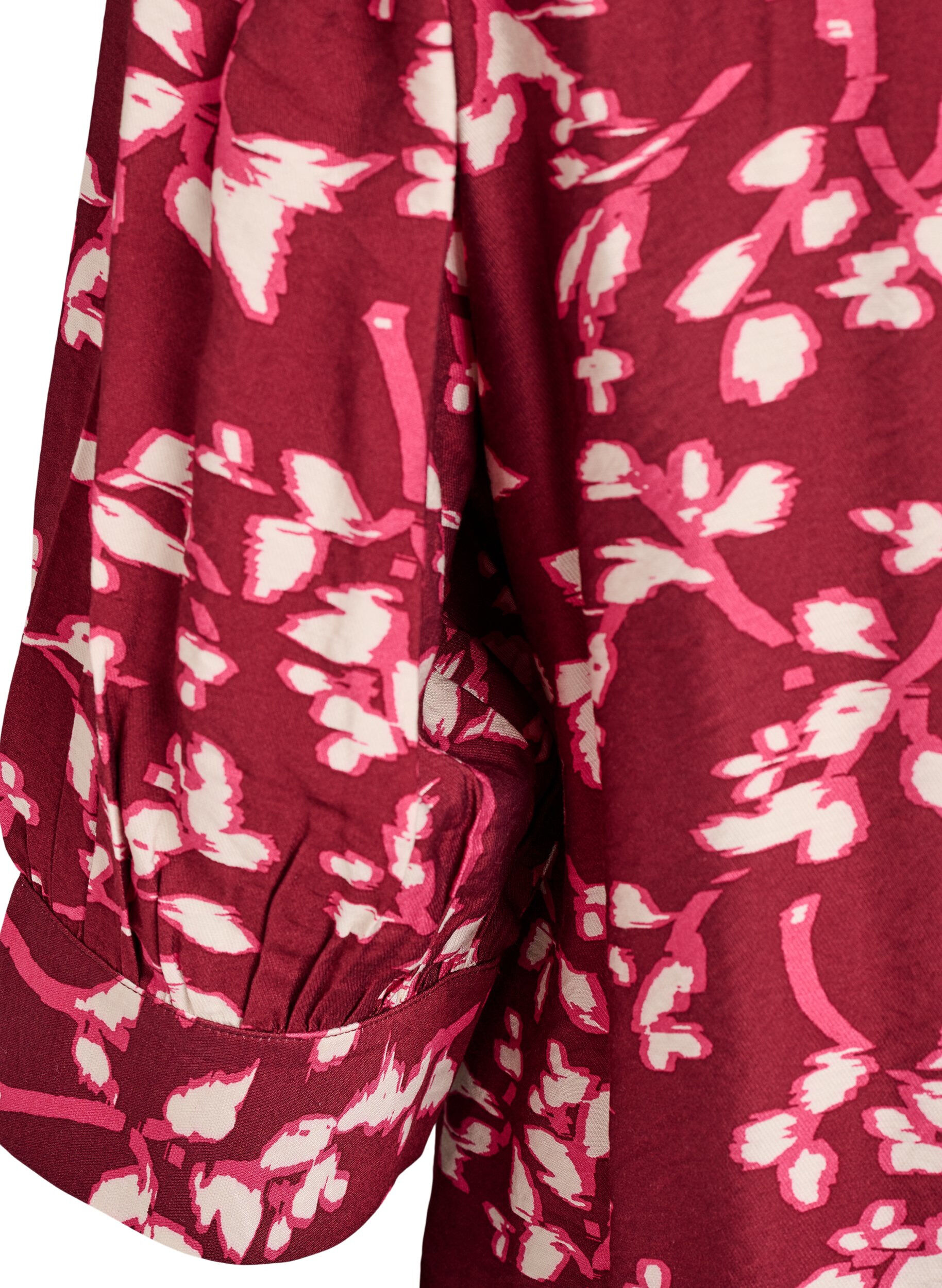 Zizzi Blouse met V-hals en 3/4-mouwen, Rood, Packshot image number 3
