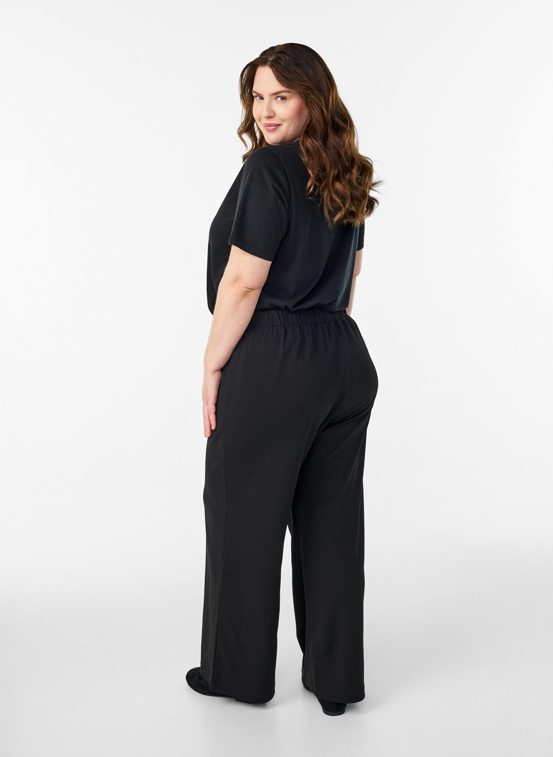 Zizzi FLASH - Broek met wijde pijpen, Zwart, Model image number 2