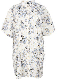 Lang shirt met bloemenprint, White Flower/Gold