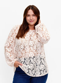 FLASH - Kanten blouse met lange mouwen, Birch, Model