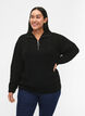 Gebreide trui met hoge hals en rits, Zwart, Model image number 0