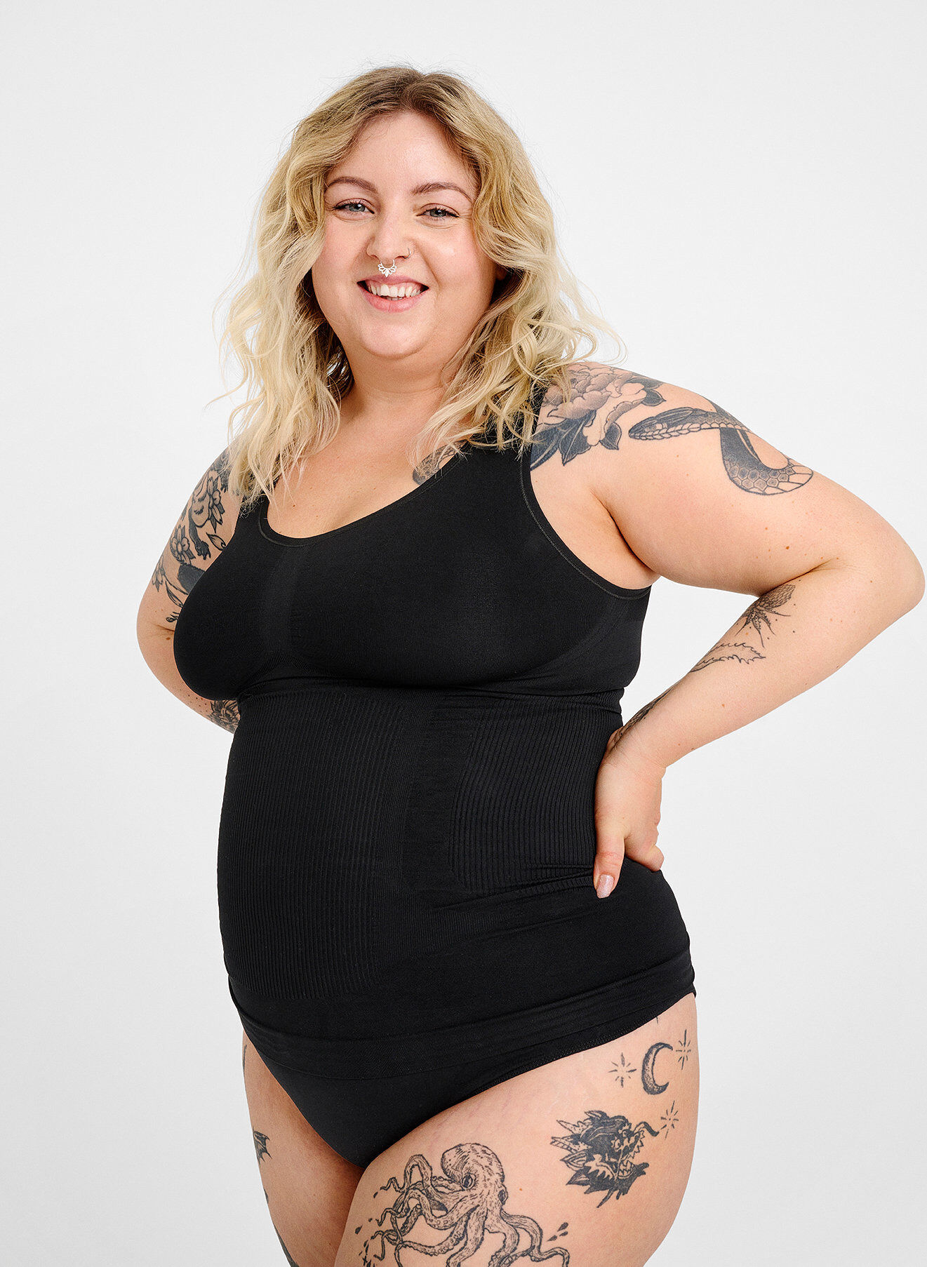 Zizzi Shapewear top met brede bandjes, Zwart, Image image number 0