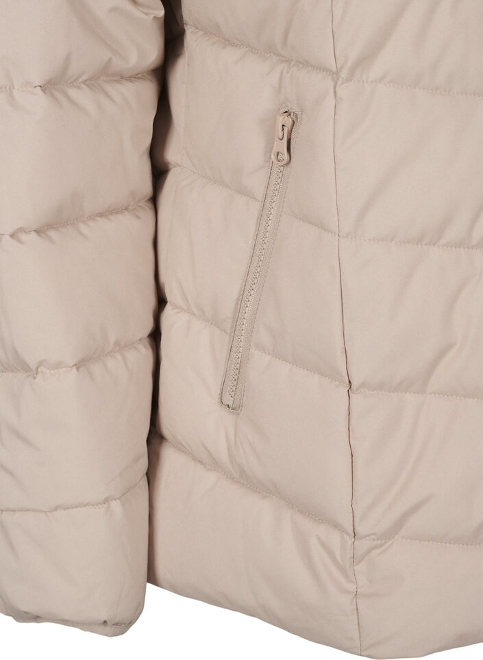 Kort pufferjack met capuchon, Beige, Packshot image number 3