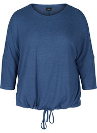 Gemêleerde blouse met verstelbare onderkant, Vintage Indigo Mel