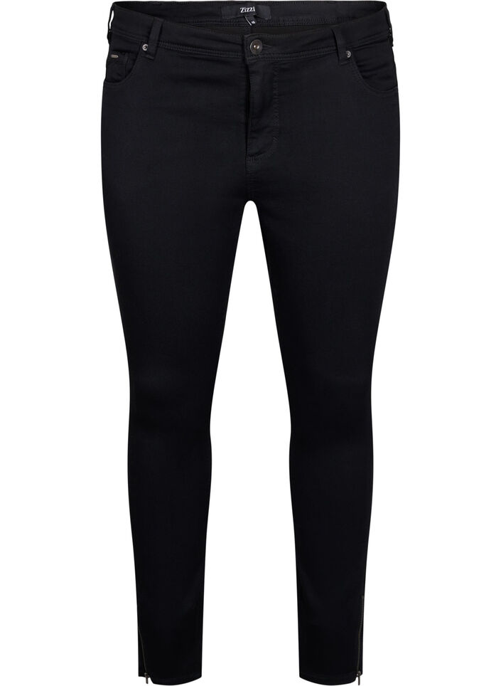 Cropped Amy jeans met rits, Zwart, Packshot image number 0