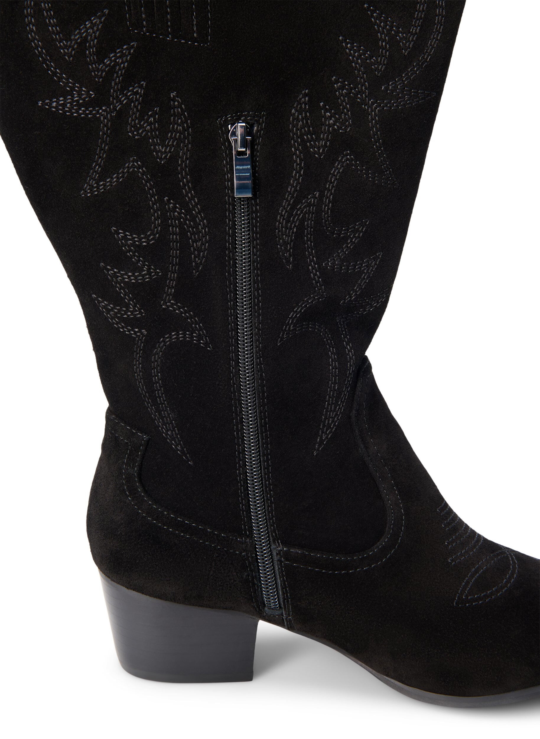 Zizzi Wide fit - Su&egrave;de cowboylaarzen, Black, Packshot image number 3