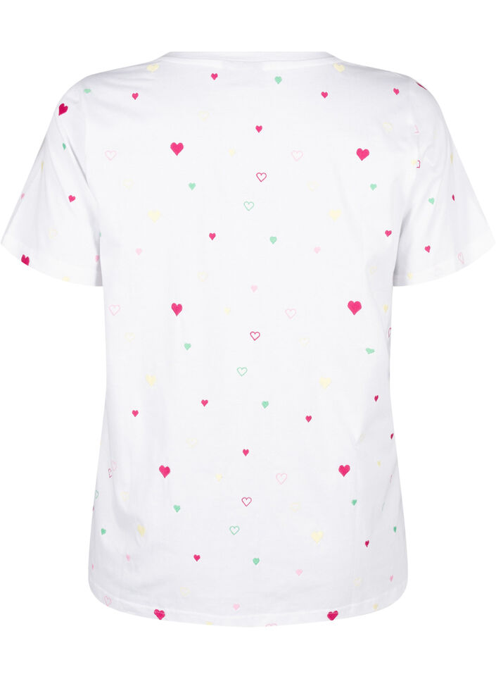 T-shirt van biologisch katoen met hartjes, White Heart Emb., Packshot image number 1