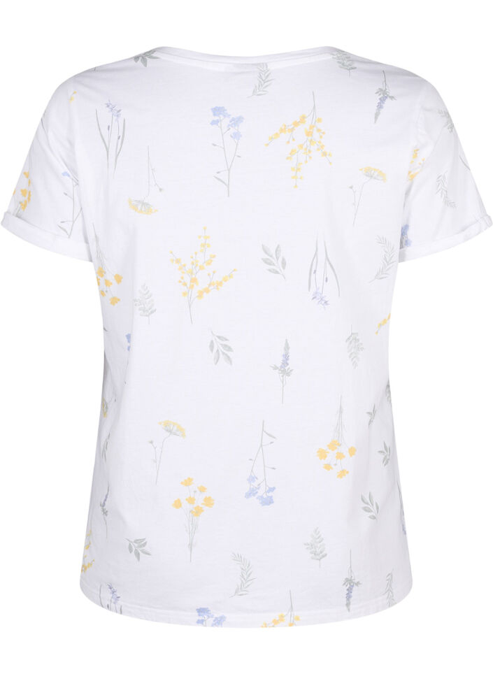 T-shirt van biologisch katoen met bloemenprint, Bright W. AOP, Packshot image number 1