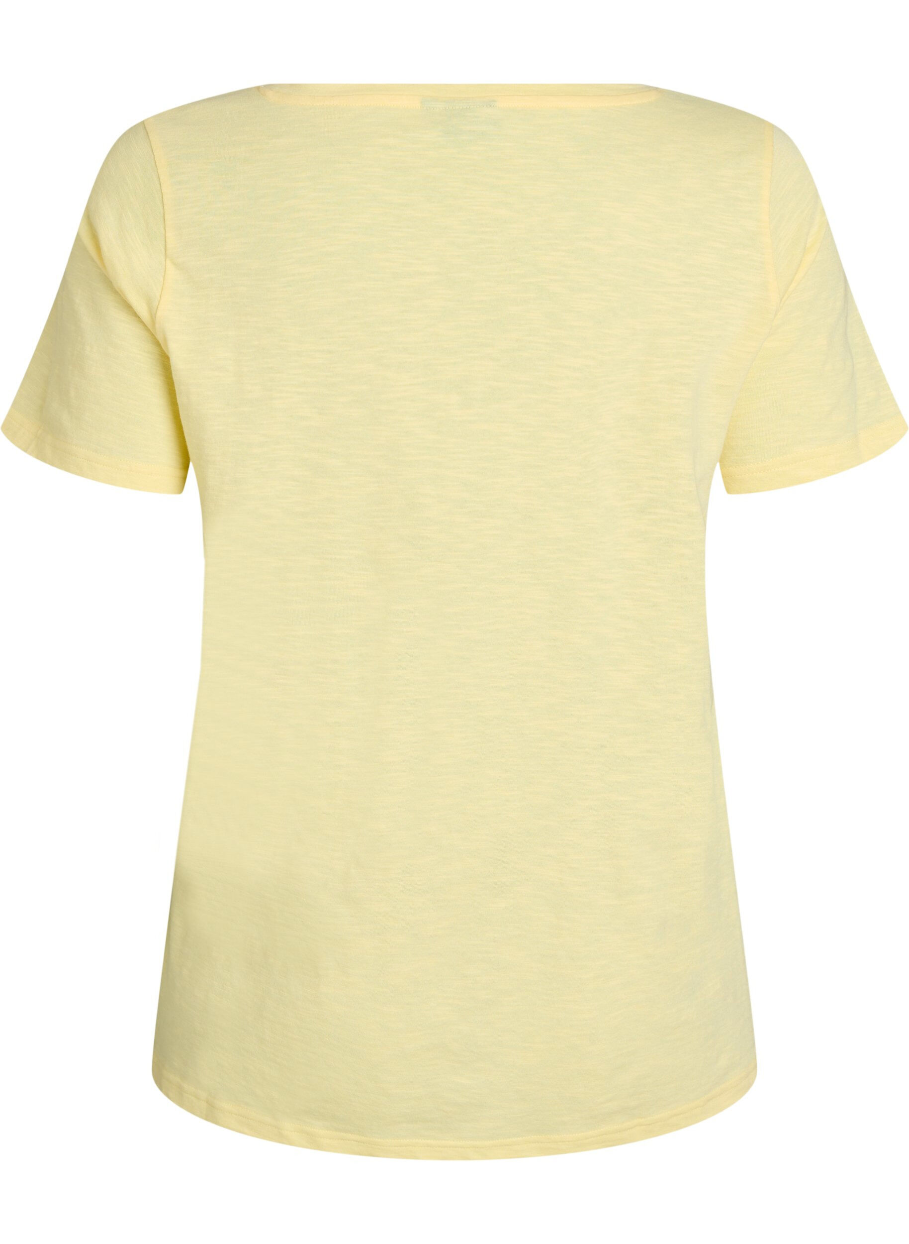 Zizzi Basic t-shirt met korte mouwen en v-hals, Geel, Packshot image number 1