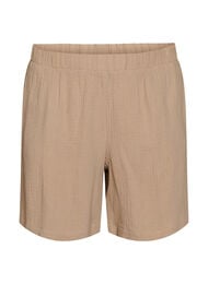 High-waisted mousseline katoen shorts, Beige