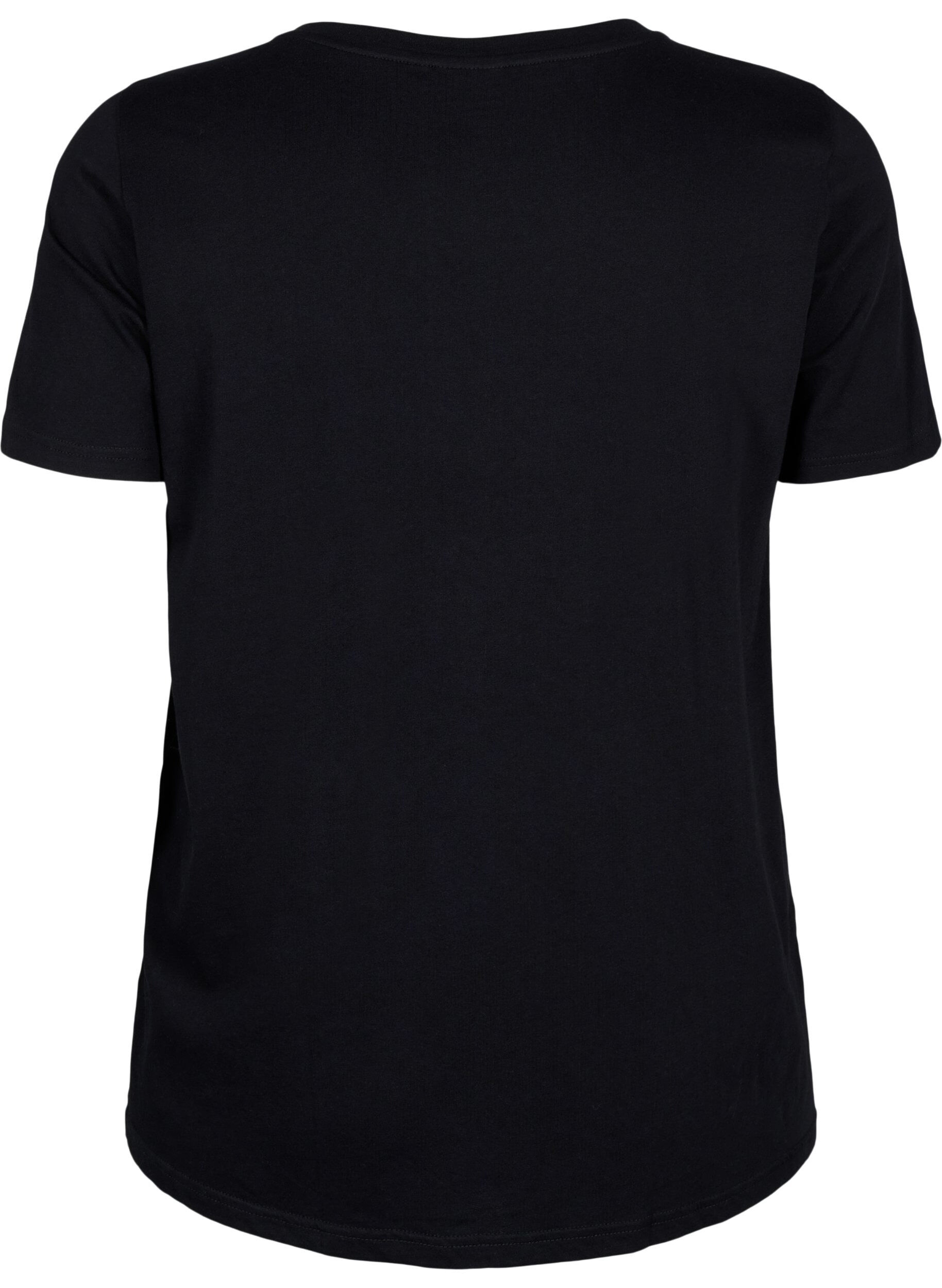 Zizzi T-shirt met tekstmotief, Black W. Black, Packshot image number 1