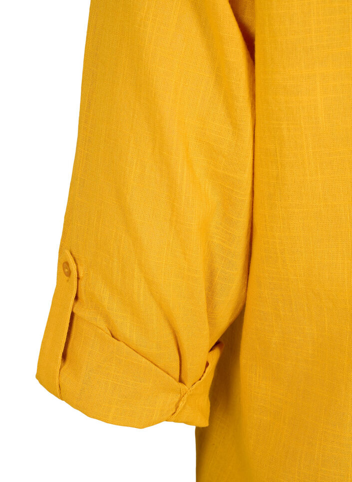 Katoenen overhemdblouse met V-hals, Golden Yellow, Packshot image number 3