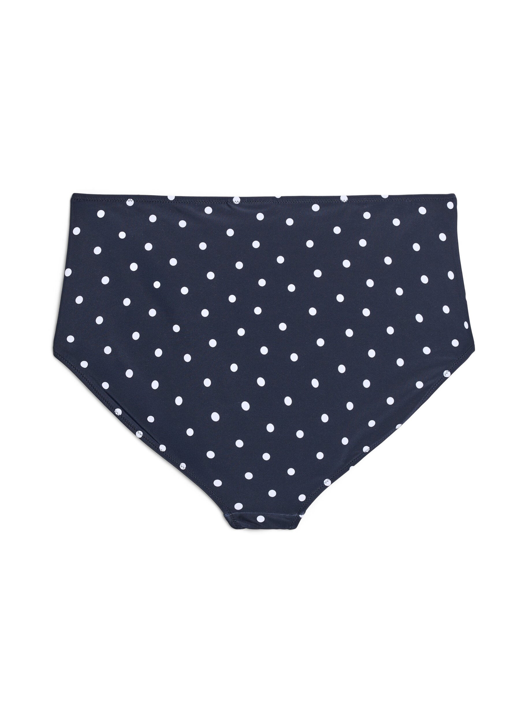 ZizziHoge taille bikinibroekje met stippen, Zwart, Packshot image number 1