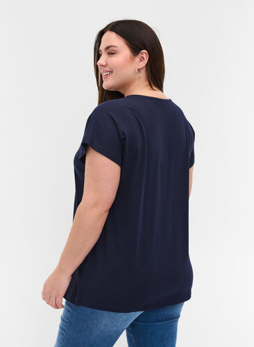 Katoenen t-shirt met strepen, Night Sky Solid, Model image number 1
