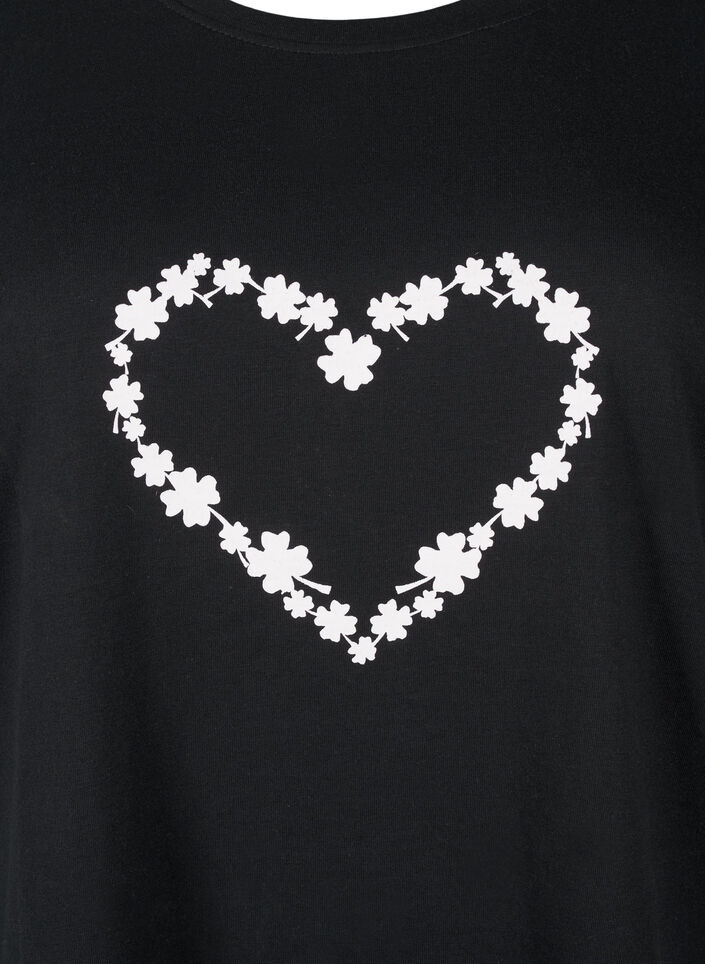 FLASH - T-shirt met motief, Black Flower Heart , Packshot image number 2