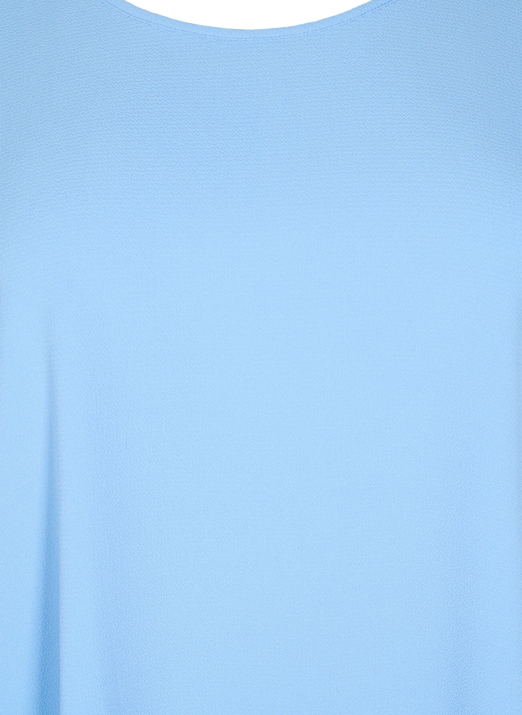 Zizzi Blouse met korte mouwen en een ronde halslijn, Blauw, Packshot image number 2